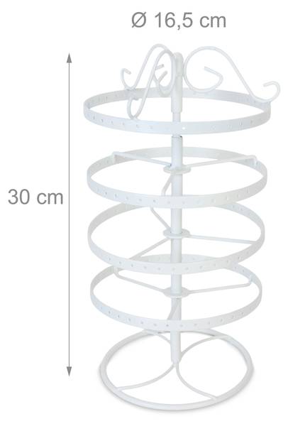 Oorbellenrekje rond met 168 gaatjes wit - ijzer - 17 x 30 x 17 cm