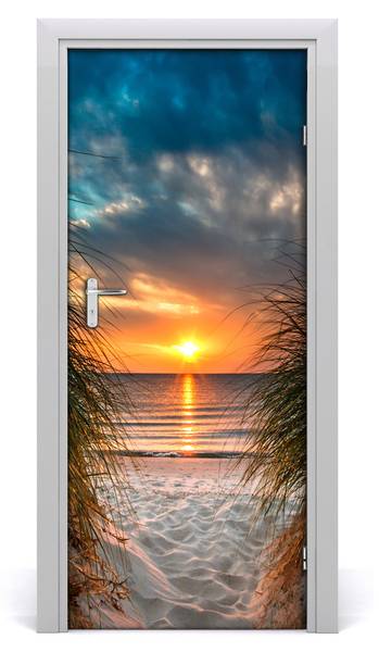 Türaufkleber Sonnenuntergang am Meer Blau - Textil - 85 x 205 x 1 cm