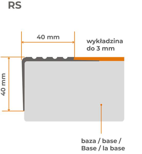 Treppenkantenprofil RS Grau - Kunststoff - 4 x 4 x 150 cm