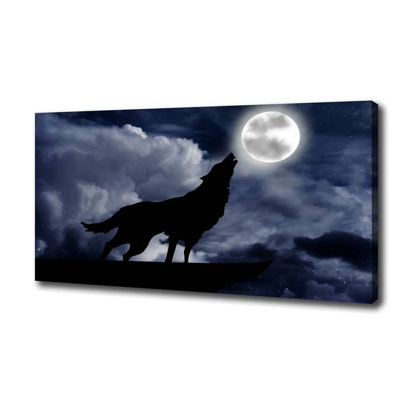 Wandbild Wolf Vollmond 100 x 50 cm