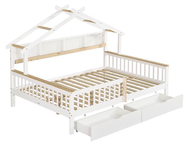 Kinderbett WoodyZoom Ⅰ Weiß - Holzwerkstoff - Massivholz - 147 x 152 x 219 cm