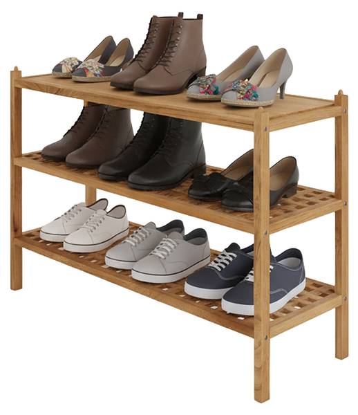 Schuhregal aus Walnuss mit 3 Ebenen Braun - Holzwerkstoff - 69 x 46 x 26 cm