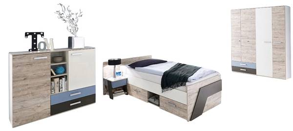 Jugendzimmer-Set LEEDS-10-28 4er-Set Grau - Holzwerkstoff - 505 x 193 x 96 cm