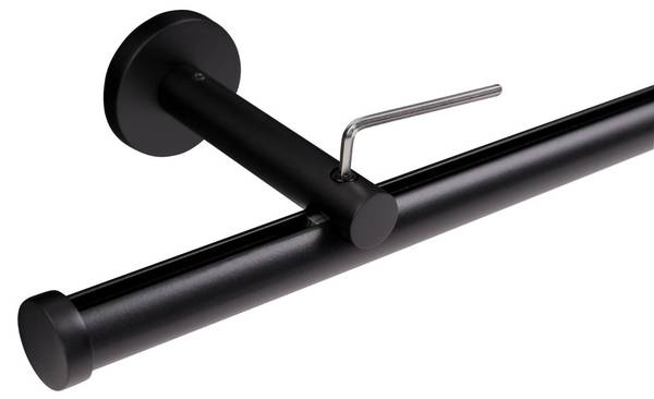 Gardinenstange Innenlauf Kappe 2-tlg. Schwarz - Breite: 270 cm