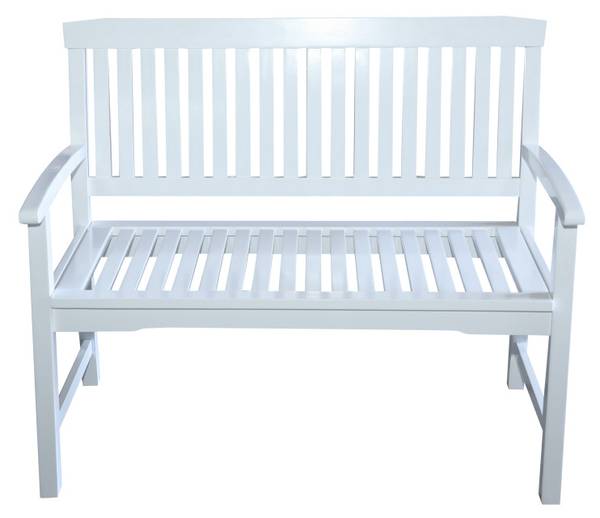 Gartenbank BORKUM 2-Sitzer Weiß - Holz teilmassiv - 65 x 90 x 111 cm