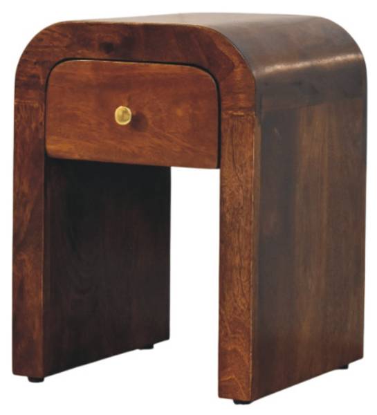 Table de nuit Darcy Marron - Manguier - Laiton - 30 x 40 x 30 cm