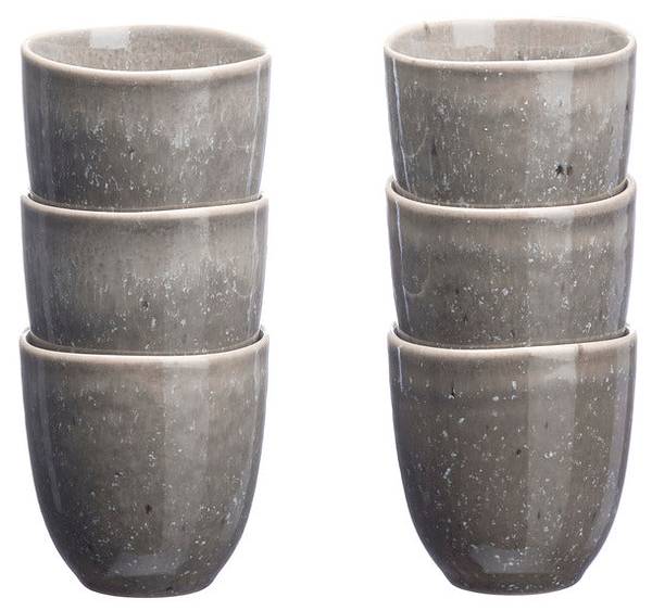 Kopje STELLAR set van 6 grijs - keramiek - 8 x 8 x 8 cm