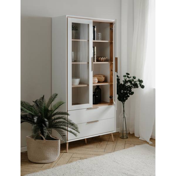 Buffet ARONA Marron - Blanc - Bois manufacturé - 38 x 185 x 90 cm