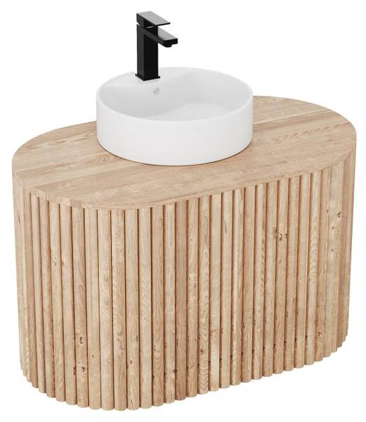 Einzelwaschtisch TOWARI Beige - Holz teilmassiv - 50 x 56 x 90 cm