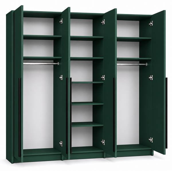 Kleiderschrank Genua III Dunkelgrün - Silber