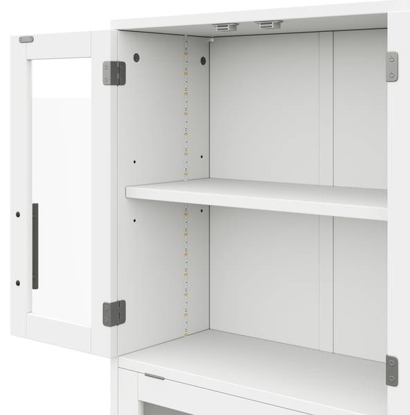 Vitrine Aphrodite Ⅱ wit - plaatmateriaal op houtbasis - glas - 30 x 170 x 60 cm