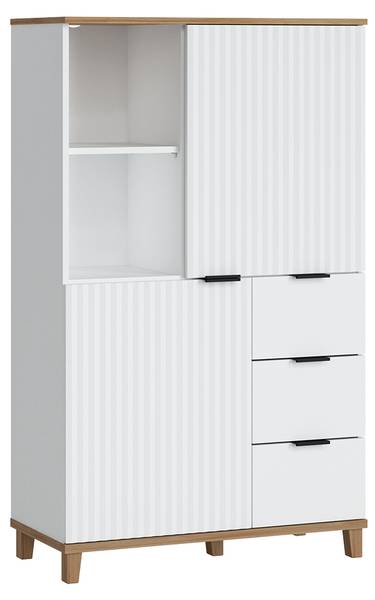 Wohnzimmer-Set PLYMOUTH-129-1 5er-Set Weiß - Holzwerkstoff - 370 x 208 x 40 cm