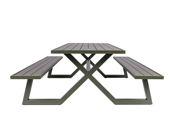 Picknicktisch Dex Grün - Aluminium - 186 x 77 x 200 cm