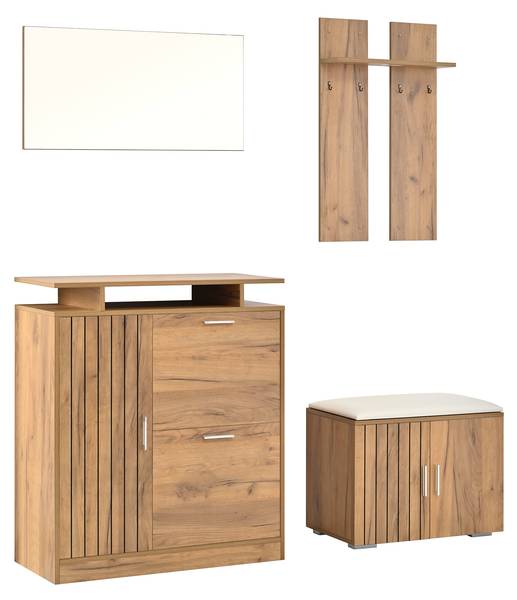 Kledingkastset NaturSHEF bruin - plaatmateriaal op houtbasis - 35 x 133 x 140 cm