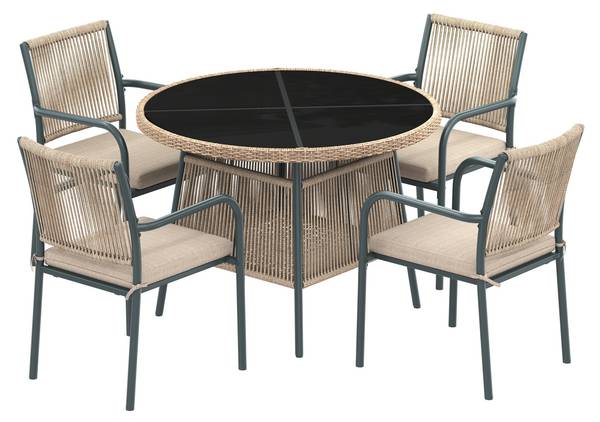 Gartenmöbel-Set Anemoi Ⅰ Beige - Schwarz - Metall - Textil