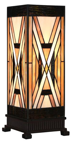 Tiffany Tafellamp Meron bruin - glas - 17 x 44 x 17 cm