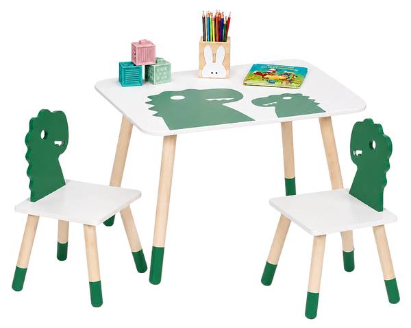 Kindersitzgruppe Dinosaurier Braun - Grün - Weiß - Holzwerkstoff - 60 x 45 x 60 cm