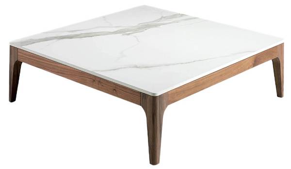 Couchtisch 2042 Braun - Weiß - Walnuss - Marmor - 100 x 30 x 100 cm