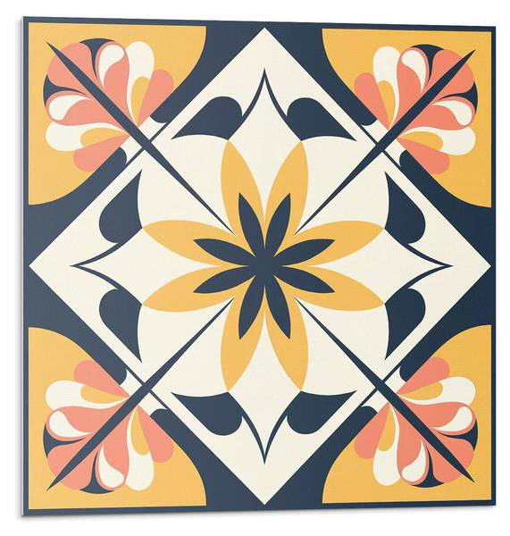 Fliesen Raute Blume 4er Set 50 x 50 cm