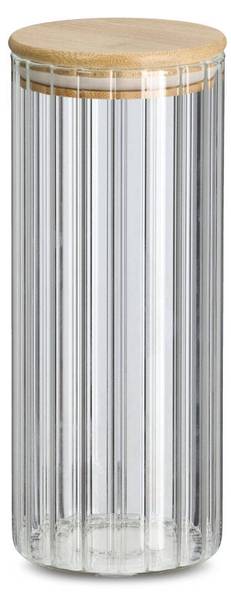 Vorratsglas 'Rillen' m. Bambusdeckel Glas - 9 x 23 x 9 cm