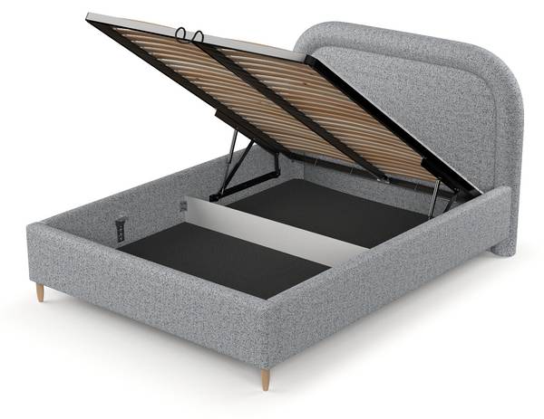 Polsterbett ZOYA mit Stauraum Stoff Riva Grau - Liegefläche Breite: 180 cm