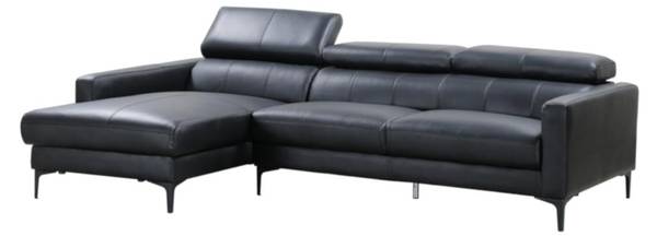 Sofa FLORENCE Schwarz - Echtleder - Textil - 173 x 92 x 253 cm