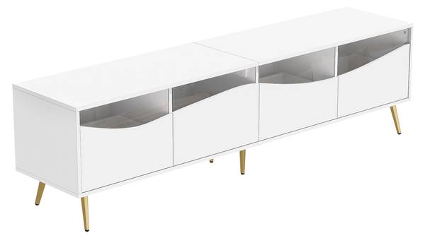 TV-meubel Astraios Ⅴ wit - plaatmateriaal op houtbasis - glas - 40 x 50 x 180 cm