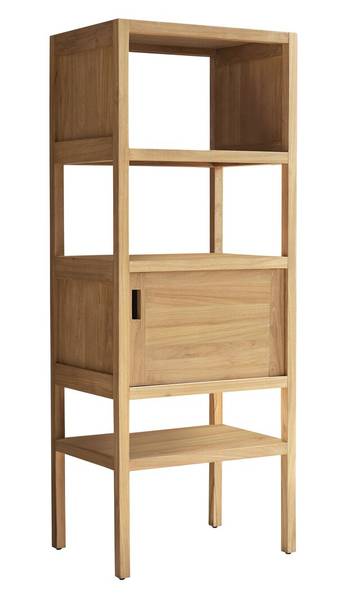 Hochschrank Arty Beige - Teakholz - 54 x 140 x 40 cm