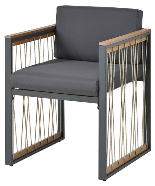Gartenmöbelset Hephaestus 7-tlg Schwarz - Braun - Polyester - Webstoff - Akazie - Eisen - 158 x 74 x 230 cm