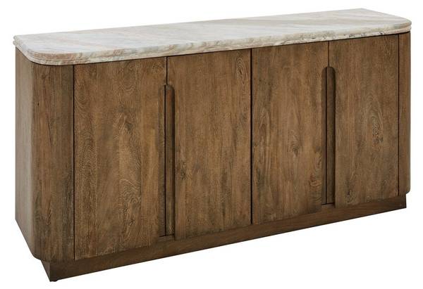 Dressoir BUREN beige - massief hout - 43 x 80 x 162 cm