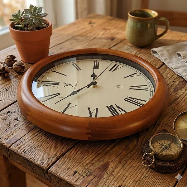 Funk-Wanduhr WILDBERG Braun - Massivholz - 35 x 35 x 3 cm