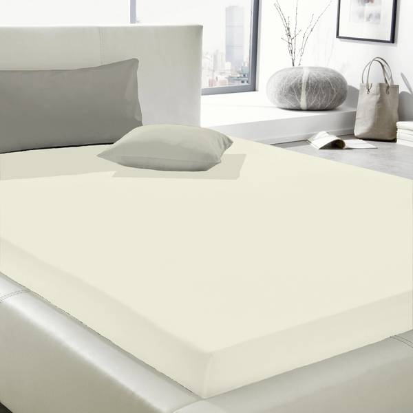 Elastic-Jersey-Spannbetttuch Baumwolle / Elasthan - Perlweiß - 90-100 x 200-220 cm