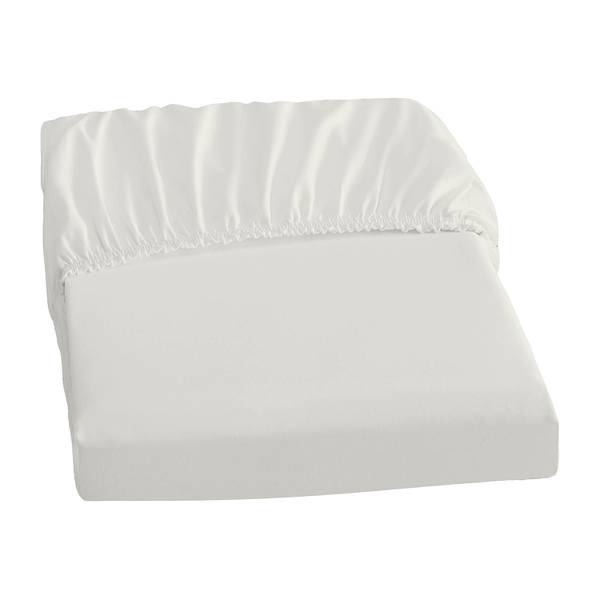 Elastic-Jersey-Spannbetttuch Baumwolle / Elasthan - Perlweiß - 90-100 x 200-220 cm