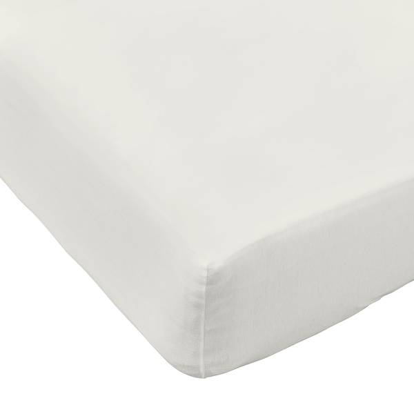 Elastic-Jersey-Spannbetttuch Baumwolle / Elasthan - Perlweiß - 90-100 x 200-220 cm