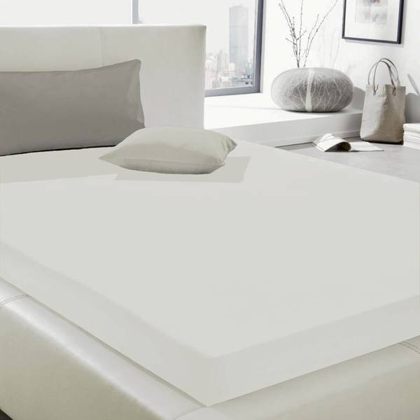 Elastic-Jersey-Spannbetttuch Baumwolle / Elasthan - Perlweiß - 90-100 x 200-220 cm