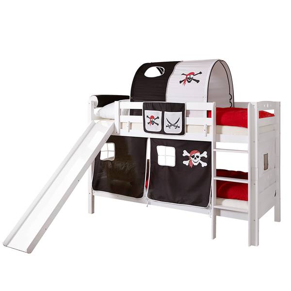Etagenbett Lupo Pirat III Schwarz / Weiß - Weiß