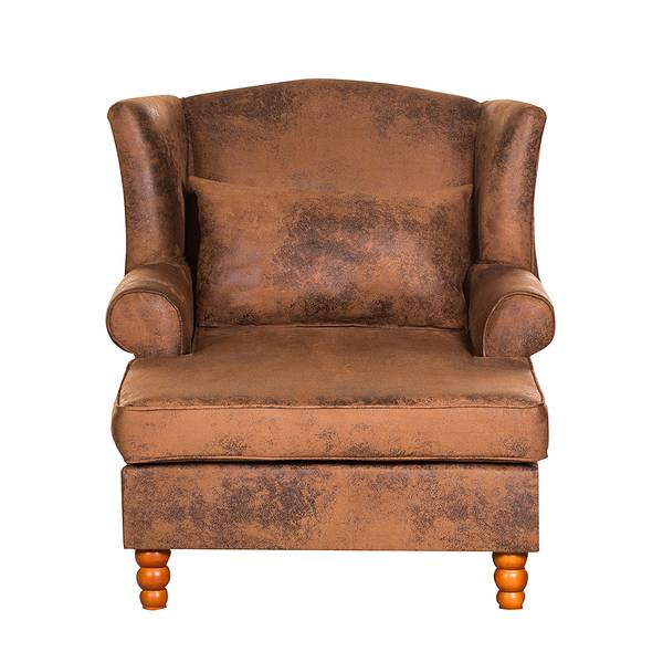 Ohrensessel York XXL Antiklederoptik Braun