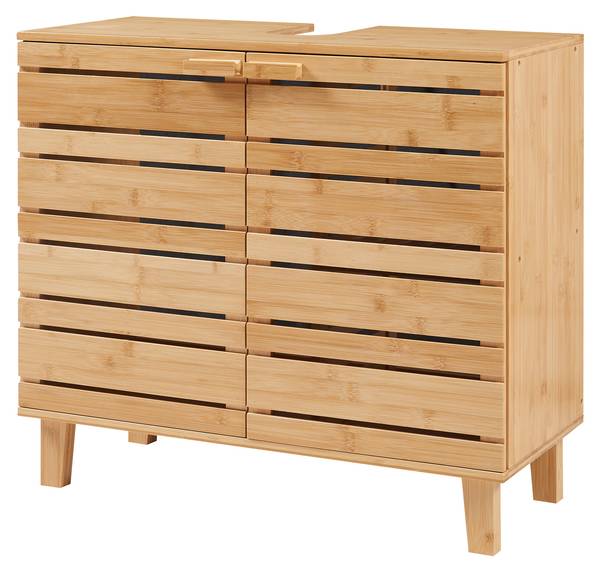 Waschbeckenunterschrank Epind Beige - Bambus - 66 x 60 x 30 cm
