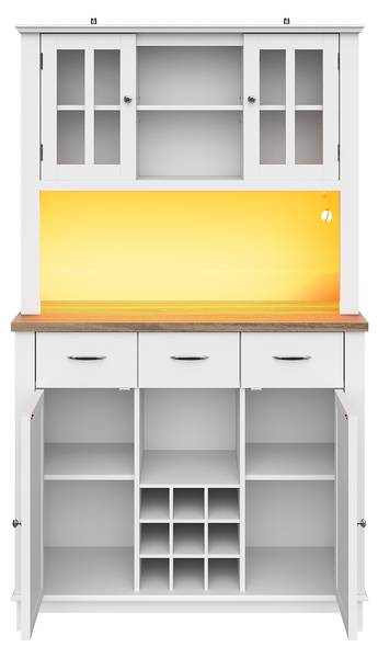 Buffetschrank GLOWGlass Ⅵ Weiß - Stahl - Klarglas - 106 x 180 x 40 cm
