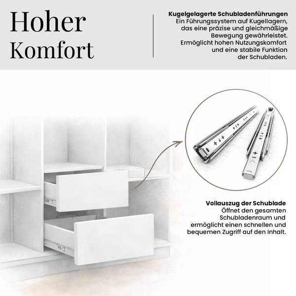 Schwebetürenschrank mit Schubladen LAOS Schwarz - Weiß - Breite: 240 cm