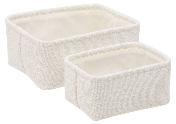 Körbe BOUCLETTE 2er-Set Weiß - Textil - 21 x 10 x 15 cm