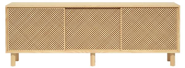 Sideboard Altea mit 3 Türen Unlackiert Braun - Kiefer - 180 x 65 x 35 cm