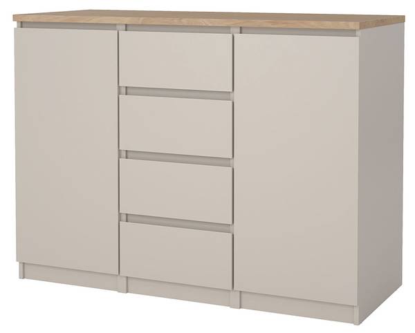 Sideboard Naia Braun - Holz teilmassiv - 121 x 91 x 50 cm