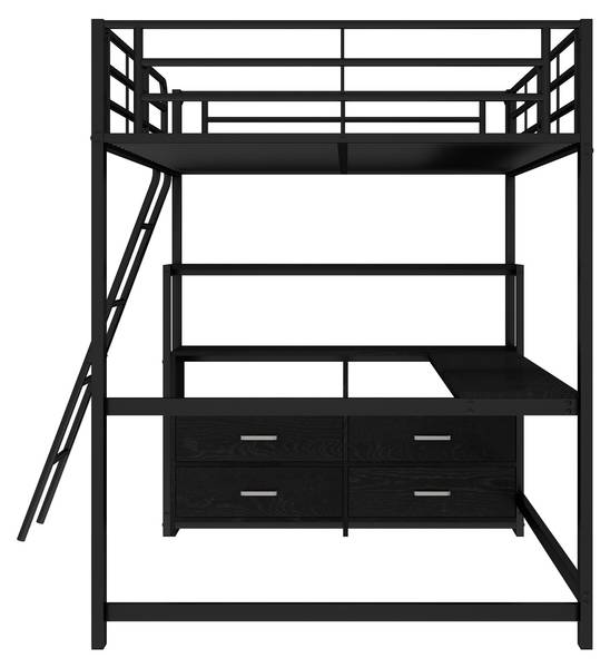 Hochbett BB3715 Schwarz - Metall - 145 x 180 x 204 cm