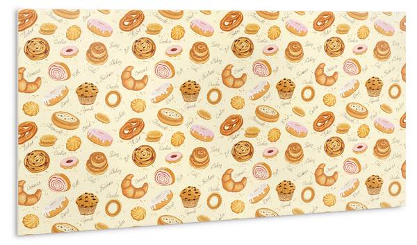Selbstklebendes Wandpaneel Donuts Gelb - Polyester PVC - 100 x 50 x 0 cm