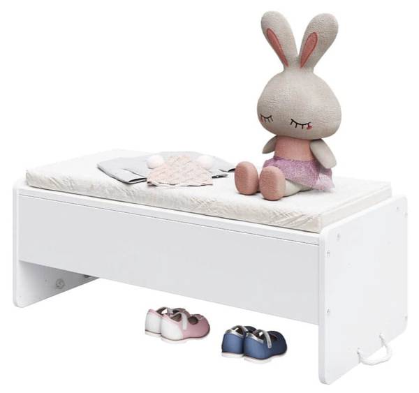 Beistellbett mit Matratze L61 Weiß - Kiefer - 44 x 76 x 94 cm