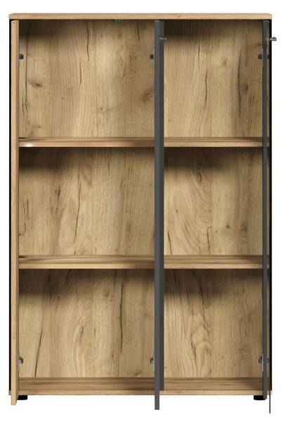 Vitrinenschrank Esteban Grau - Holz teilmassiv - 90 x 132 x 34 cm