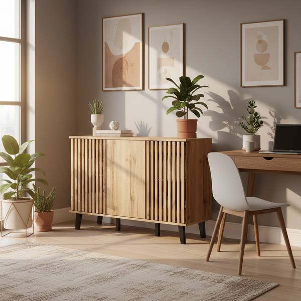 Sideboard RIFTMYRKONATH Braun - Textil - 150 x 95 x 40 cm