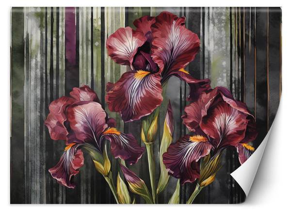 Papier peint, Fleurs rouges 150 x 105 cm