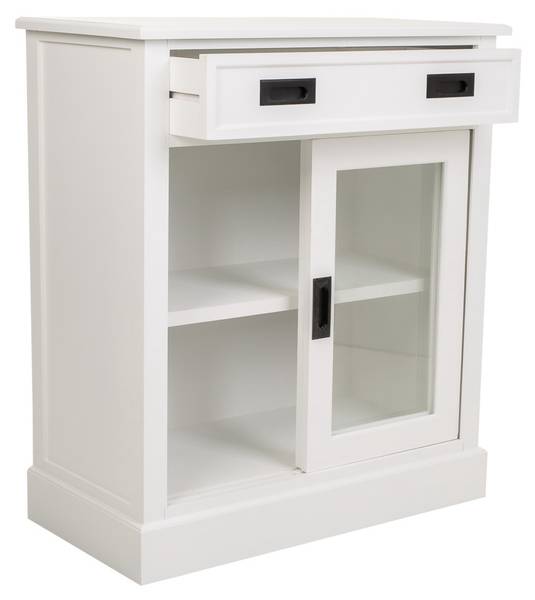 Meuble d'entrée Klara Blanc - En partie en bois massif - 80 x 91 x 40 cm